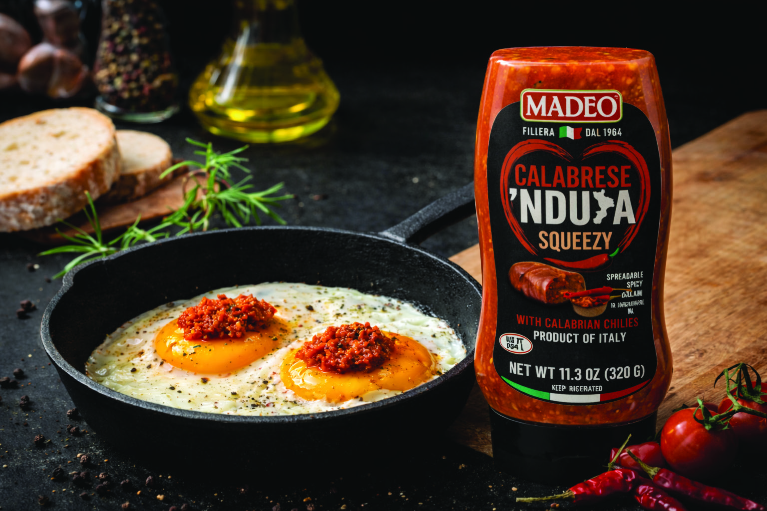 Sunny-side up eggs with Nduja